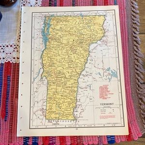 1949 Vermont/Virginia Map Ready to Frame 9 1/4” x 12 1/4” with R…